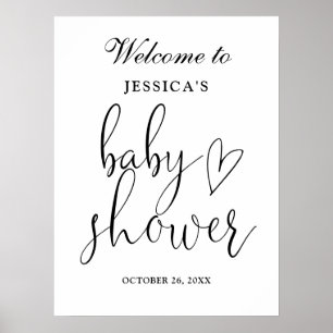 Élégante Affiche de bienvenue Baby shower noir et 