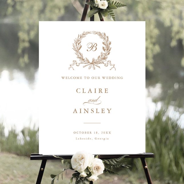 Élégante Affiche de bienvenue de couronne d'or en  (Créateur téléchargé)