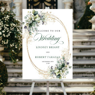Élégante Affiche de Bienvenue de Mariage Botanique