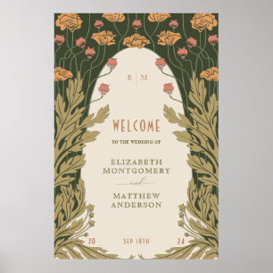 Élégante Affiche de bienvenue Mariage Art Nouveau