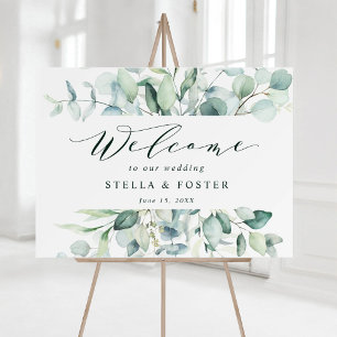 Élégante Affiche de bienvenue Mariage de feuillage