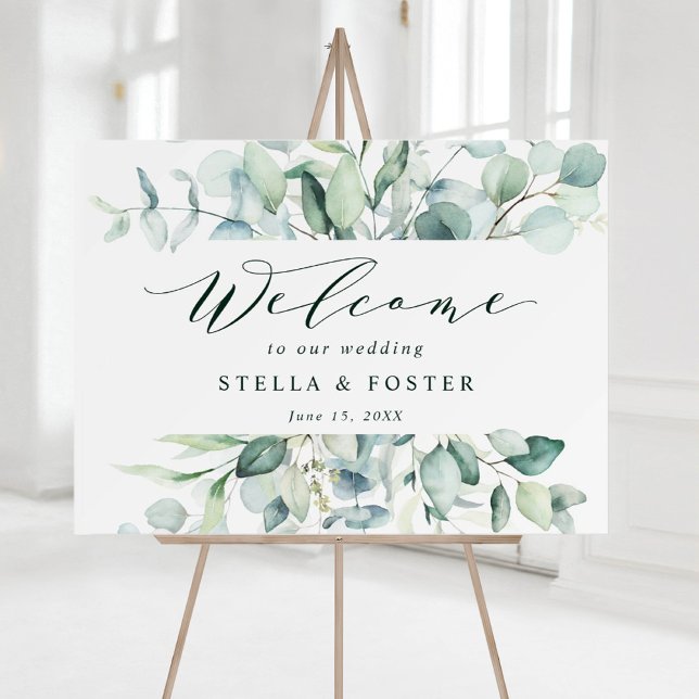 Élégante Affiche de bienvenue Mariage de feuillage (Créateur téléchargé)