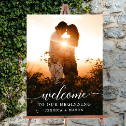 Élégante Affiche de bienvenue Mariage de script