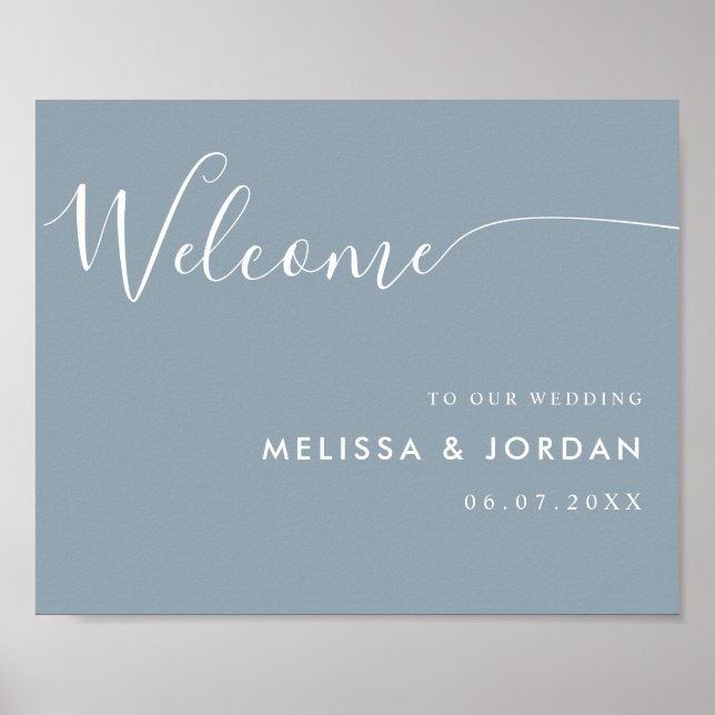 Élégante Affiche de bienvenue Mariage de script si (Devant)