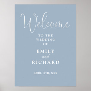 Élégante Affiche de bienvenue Mariage Dusty Blue