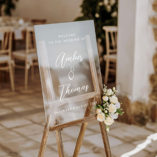 Élégante Affiche de bienvenue Mariage en acrylique
