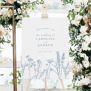 Élégante Affiche de bienvenue Mariage Fleur sauvag