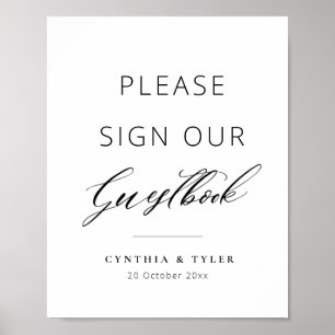 élégante affiche de livre d'or de mariage en écrit