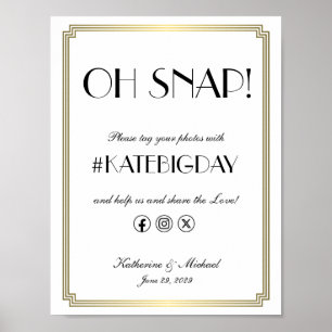 Élégante affiche de mariage Art Déco Oh Snap Hasht
