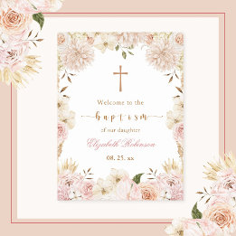 Élégante affiche florale de Boho rose