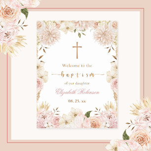 Élégante affiche florale de Boho rose