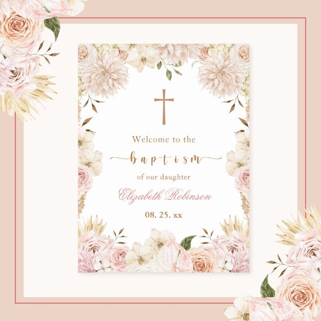 Élégante affiche florale de Boho rose (Créateur téléchargé)