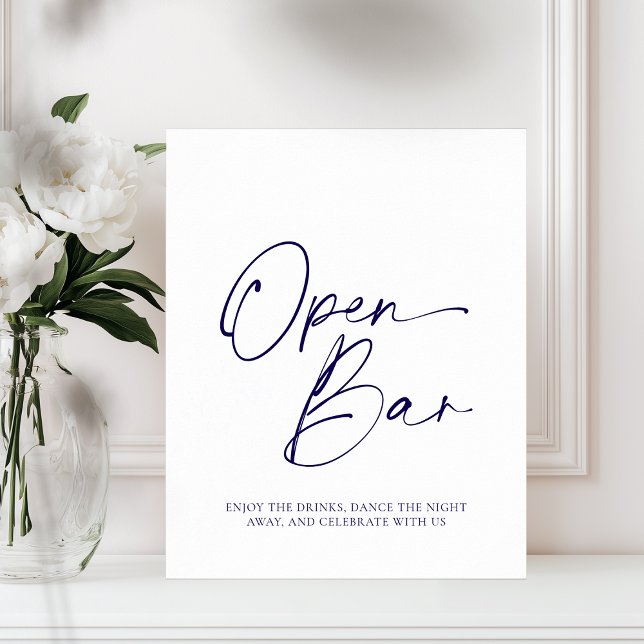Élégante affiche papier "Open Bar" avec calligraph (Créateur téléchargé)