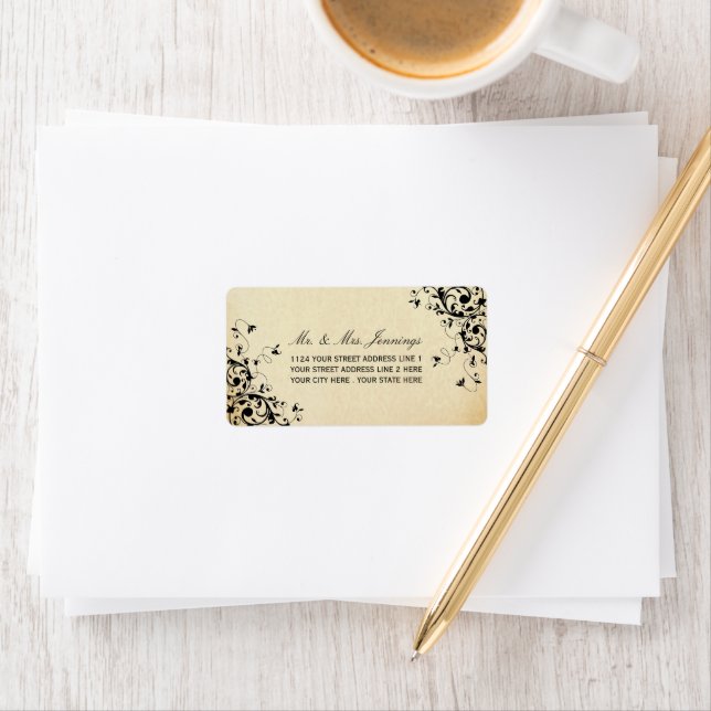 Élégante Antique Frottes Mariage Étiquettes (En situation)