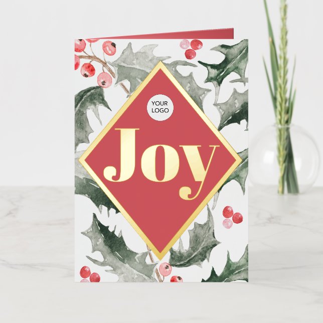 Elégante aquarelle Affaires Cartes de Noël Logo (Recto)