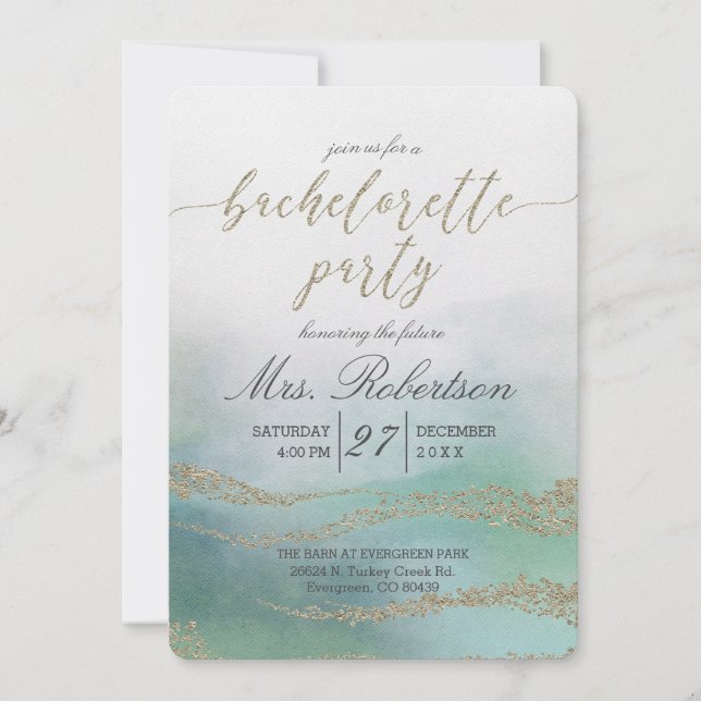 Elégante aquarelle Bachelorette Party Invitation (Devant)