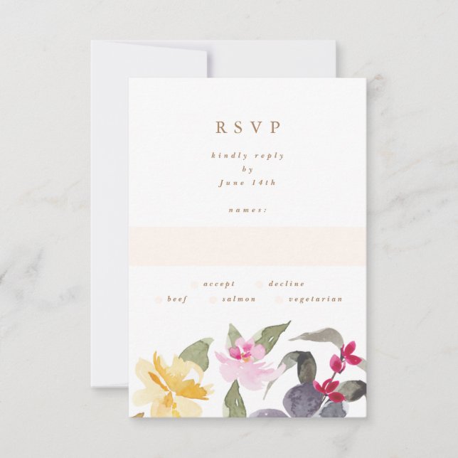 Elégante aquarelle Beau mariage RSVP (Devant)