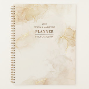 Elégante Aquarelle Beige Or Business Planner