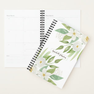 Elégante aquarelle blanc & vert Floral