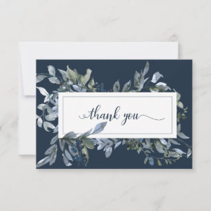 Elégante aquarelle Bleu Floral Merci funéraire