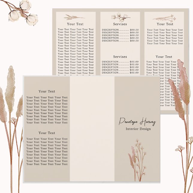 Elégante aquarelle botanique rose triple Brochure (Créateur téléchargé)