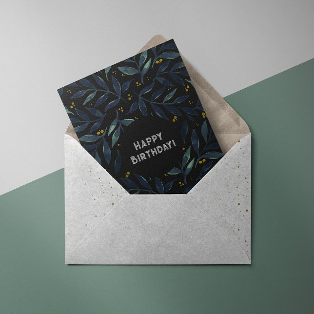 Elégante aquarelle branches Carte d'anniversaire (Créateur téléchargé)