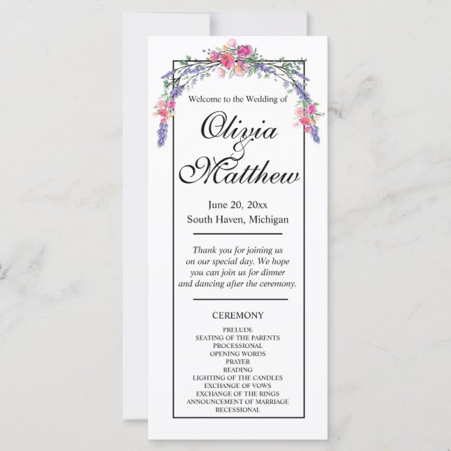 Elégante aquarelle chic rose roses lavande (Devant)