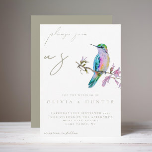 Elégante aquarelle Faire-part de mariage colibri