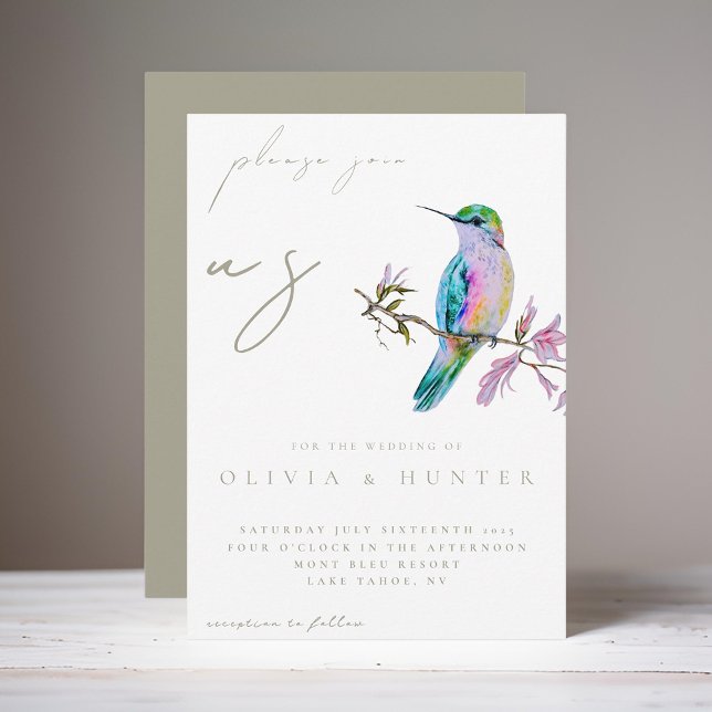 Elégante aquarelle Faire-part de mariage colibri (Créateur téléchargé)