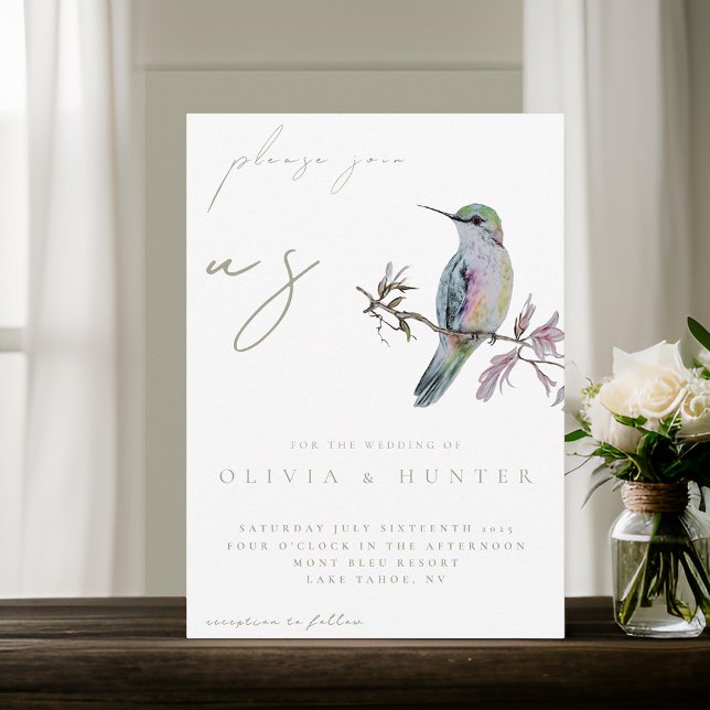 Elégante aquarelle Faire-part de mariage colibri (Créateur téléchargé)
