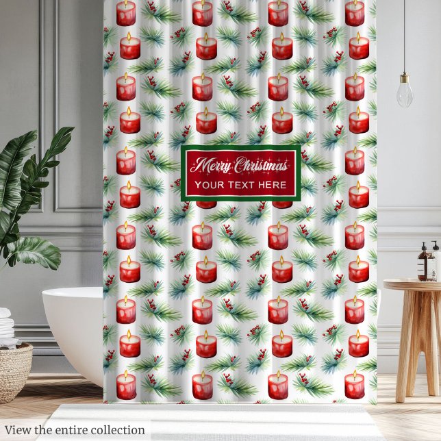 Elégante aquarelle festive rideau de douche (Elegant watercolor festive holiday shower curtain)