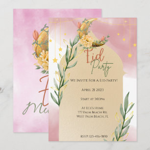 Elégante aquarelle Fête de l'Aïd Invitation de l'A