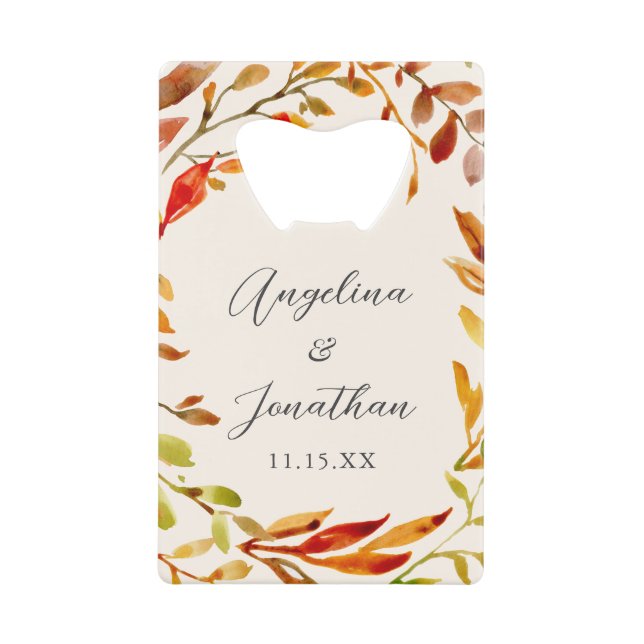 Elégante aquarelle Feuilles Automne Mariage Person (Devant)