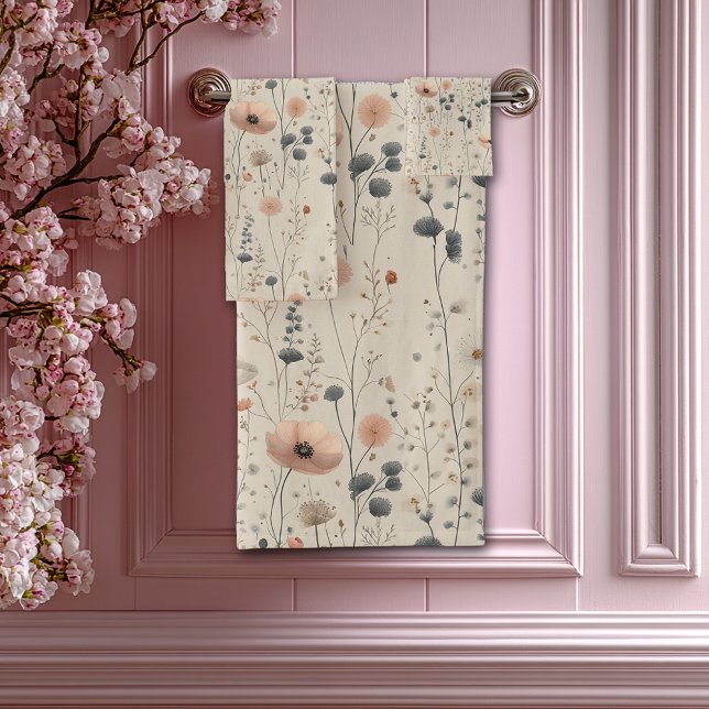Elégante aquarelle Fleurs de printemps rose gris (Créateur téléchargé)