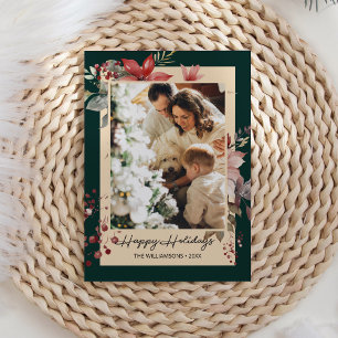 Elégante aquarelle Fleurs photo Carte de Noël