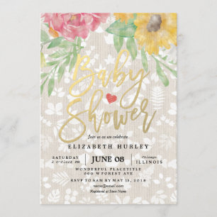 Elégante aquarelle Floral Baby shower Invitation