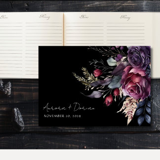 Elégante aquarelle Floral Black Mariage Livre d'hô