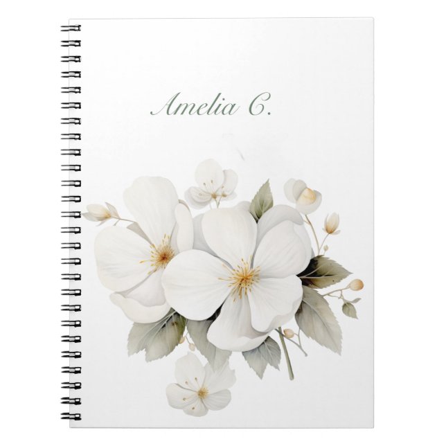 Elégante aquarelle Floral Carnet blanc (Devant)