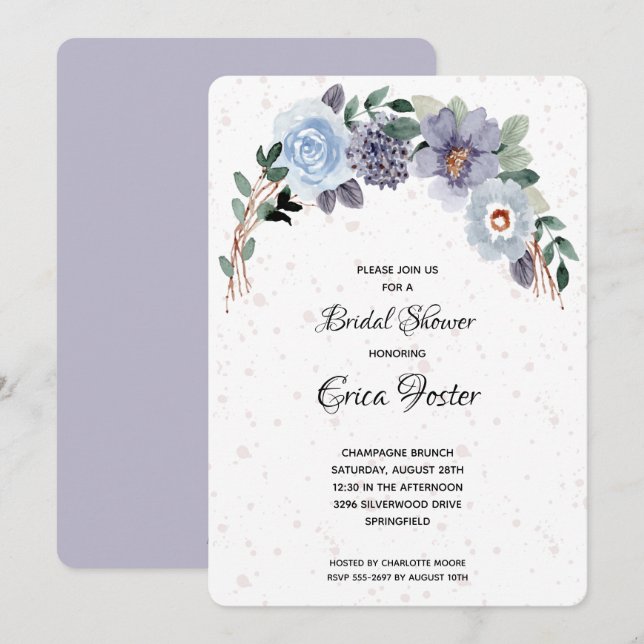 Elégante aquarelle Floral Douche nuptiale Invitati (Devant / Derrière)