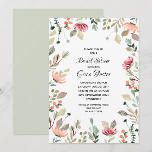Elégante aquarelle Floral Douche nuptiale Invitati