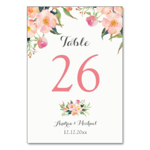Elégante aquarelle Floral Mariage Numéro de table