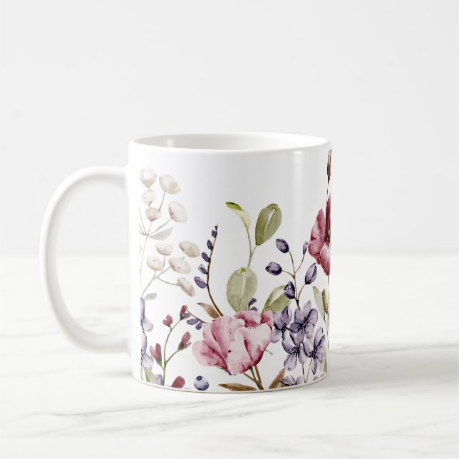 Elégante aquarelle florale - Mug artistique (Gauche)