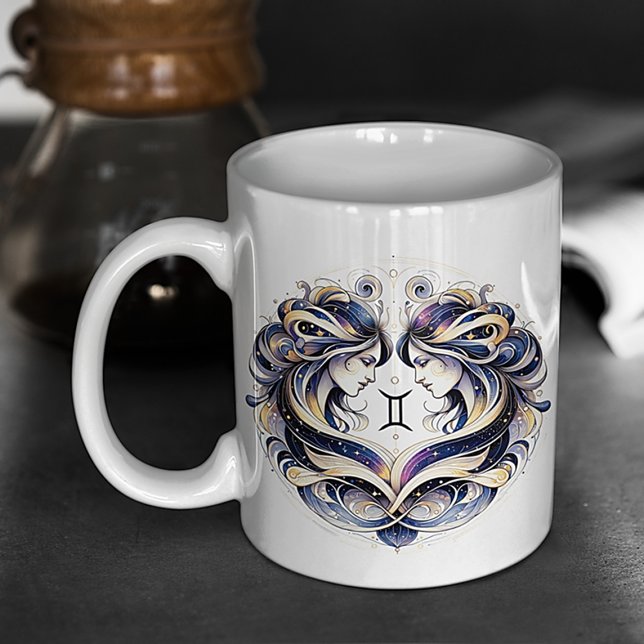 Elégante aquarelle Gemini Zodiac Mug personnalisé (Créateur téléchargé)
