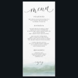 Elégante aquarelle Lac & Arbres Menu Mariage<br><div class="desc">Elégant Lac Abstrait & Arbres Aquarelle Mariage Menu : Ce menu aquarelle peint présente des arbres abstraits autour d'un lac. Il a des teintes douces de vert et de bleu. Parfait pour un mariage au bord du lac ou à destination.</div>