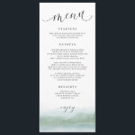 Elégante aquarelle Lac & Arbres Menu Mariage<br><div class="desc">Elégant Lac Abstrait & Arbres Aquarelle Mariage Menu : Ce menu aquarelle peint présente des arbres abstraits autour d'un lac. Il a des teintes douces de vert et de bleu. Parfait pour un mariage au bord du lac ou à destination.</div>