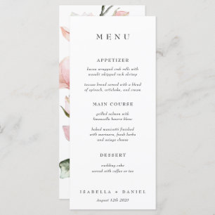 Elégante aquarelle Magnolia Botanical Mariage Menu