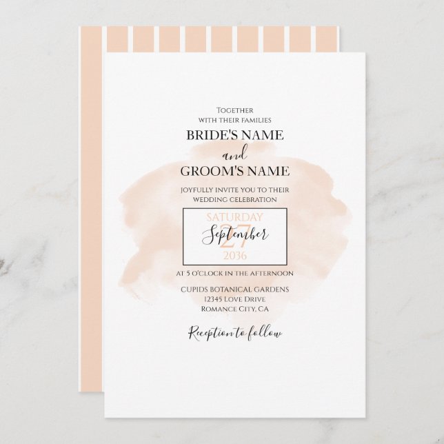 Elégante aquarelle mariage invitations (Devant / Derrière)