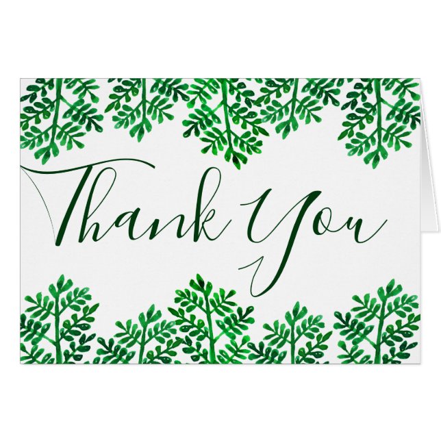 Elégante aquarelle Merci de feuillage de fougère (Devant horizontal)