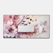 Elégante aquarelle moderne Floral Nom personnalisé (Keyboard & Mouse)