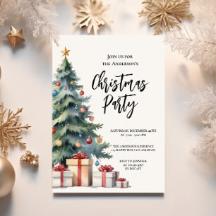 Elégante aquarelle Noël Tree Party Invitation